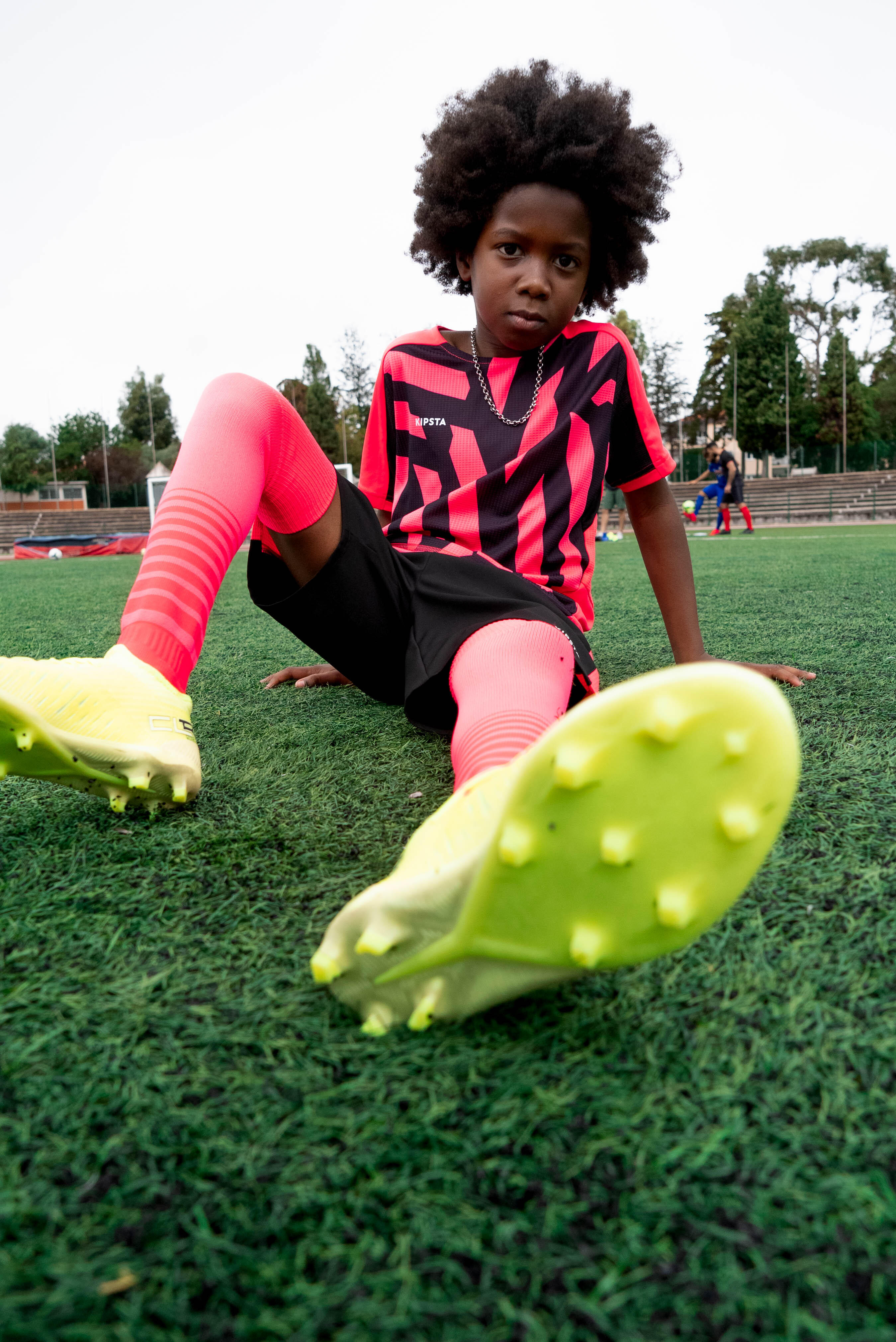 Kids' Lace-Up Football Boots CLR FG - Neon Yellow 9/9
