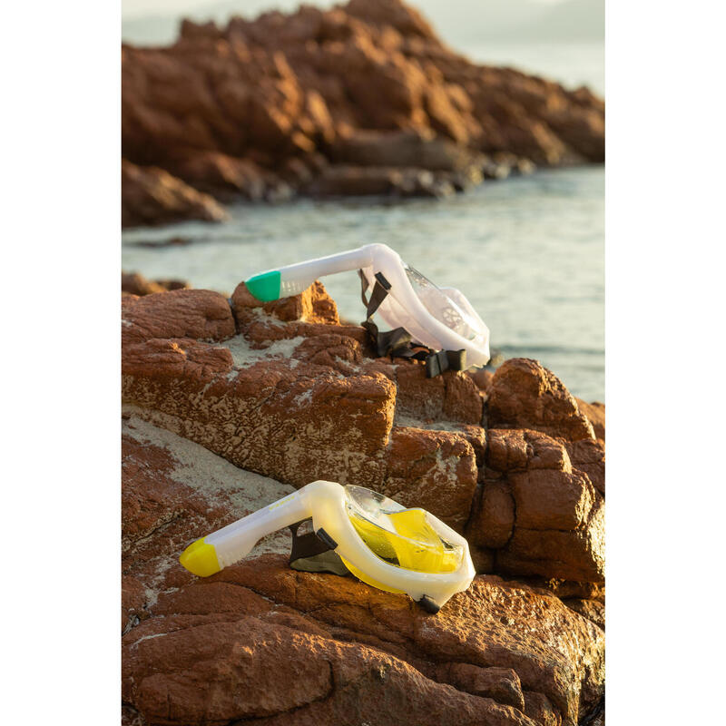 Snorkelmasker Easybreath+ met akoestisch ventiel volwassenen 540 freetalk geel