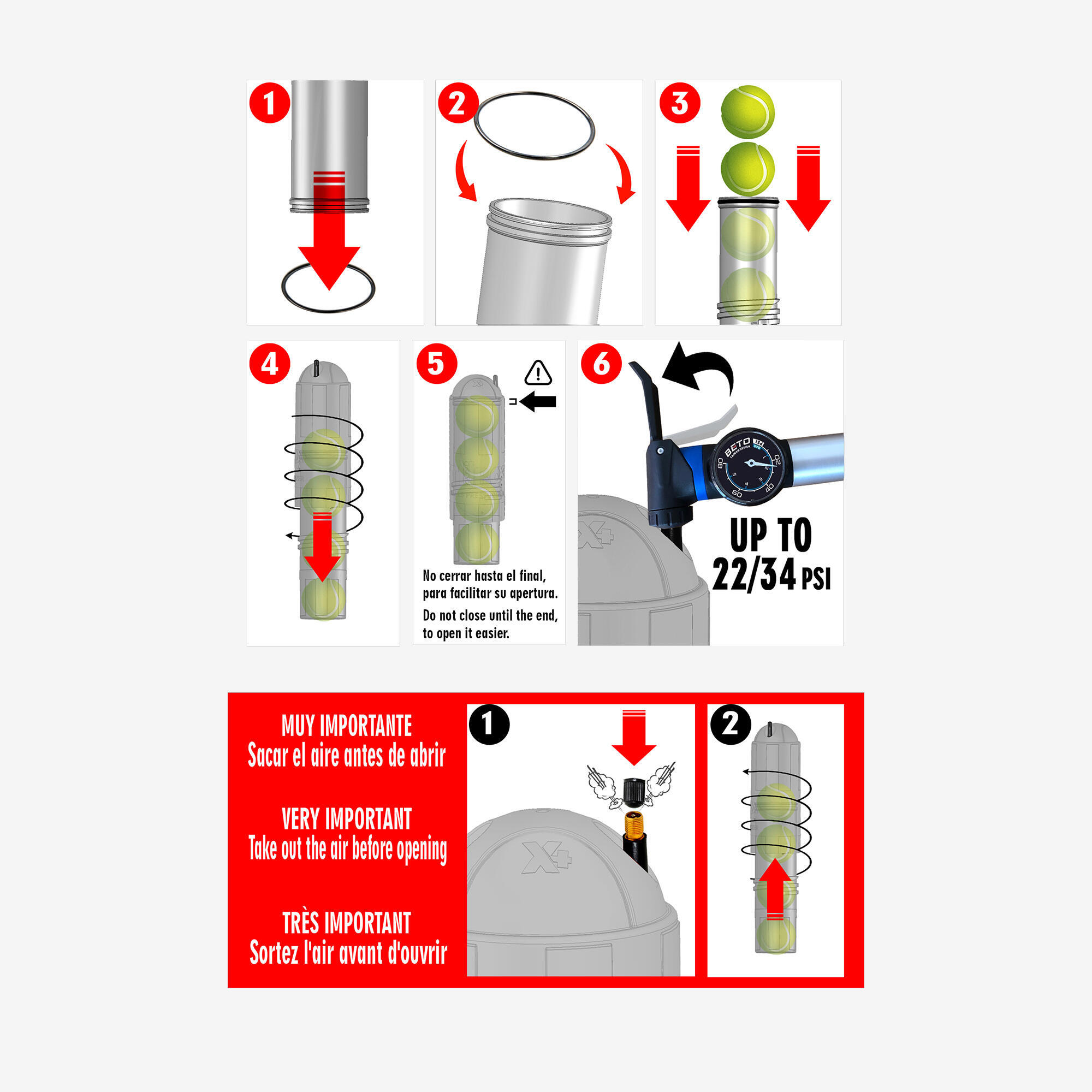 Tennis Ball Pressurizer 4 Balls TuboX Crystal 2/8