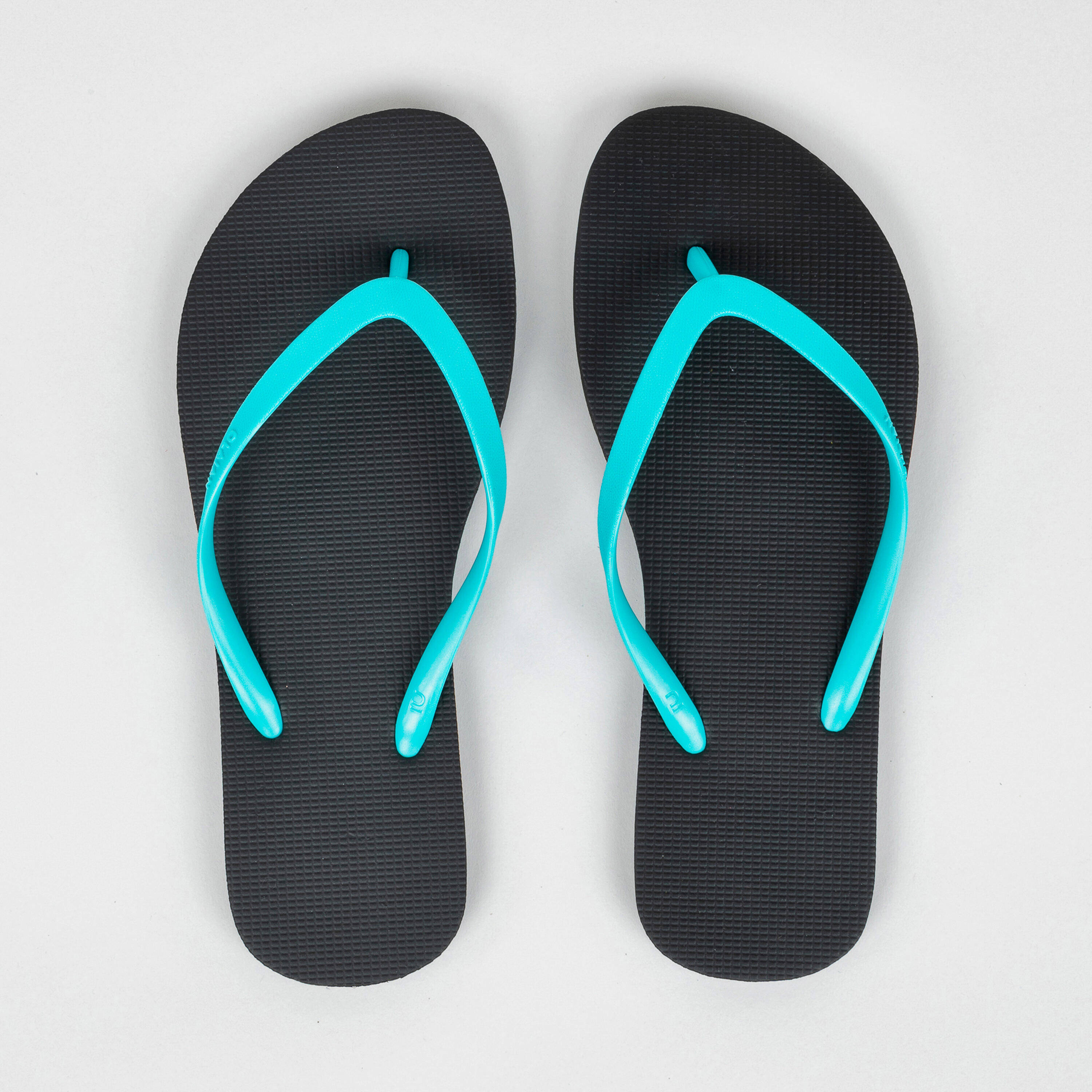 Women Slippers or Flip Flops 100 Turquoise and Black -  1