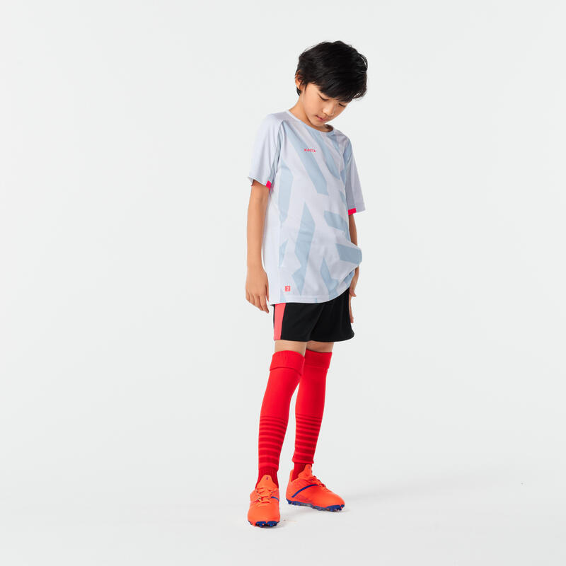 VOETBALSHORT VOOR KINDEREN VIRALTO AXTON ZWART/ROZE