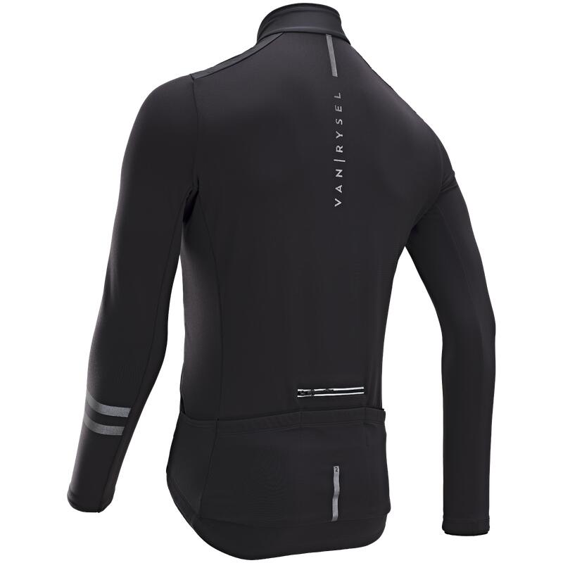 Herren Radtrikot langarm Zwischensaison Rennrad - RC500 Shield schwarz 