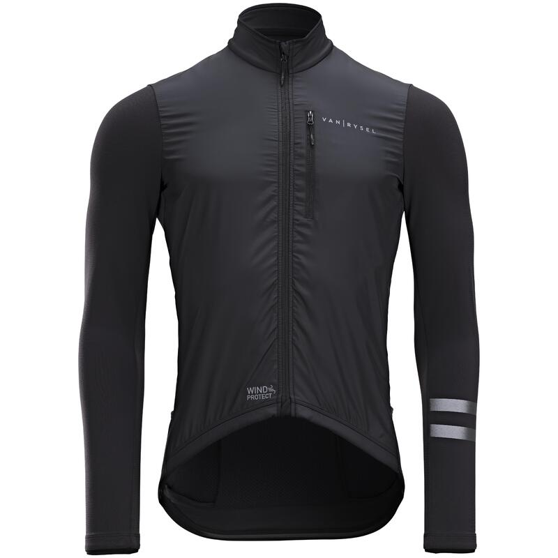 Herren Radtrikot langarm Zwischensaison Rennrad - RC500 Shield schwarz 