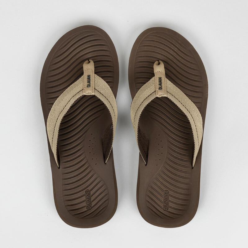 Men's FlipFlops 500 Khaki OLAIAN Decathlon