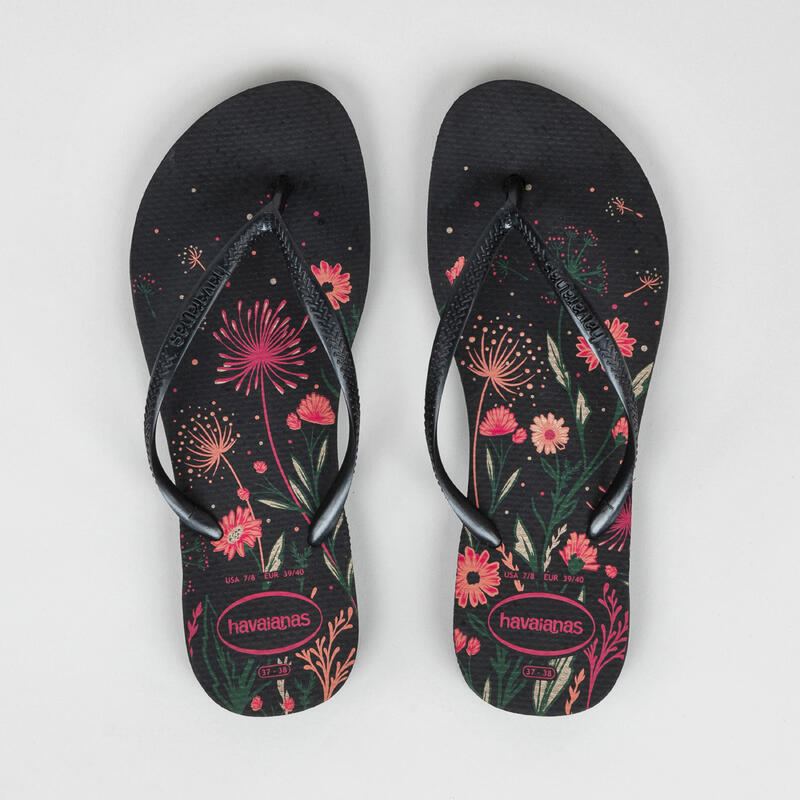 Infradito donna HAVAIANAS SLIM FLORAL nere