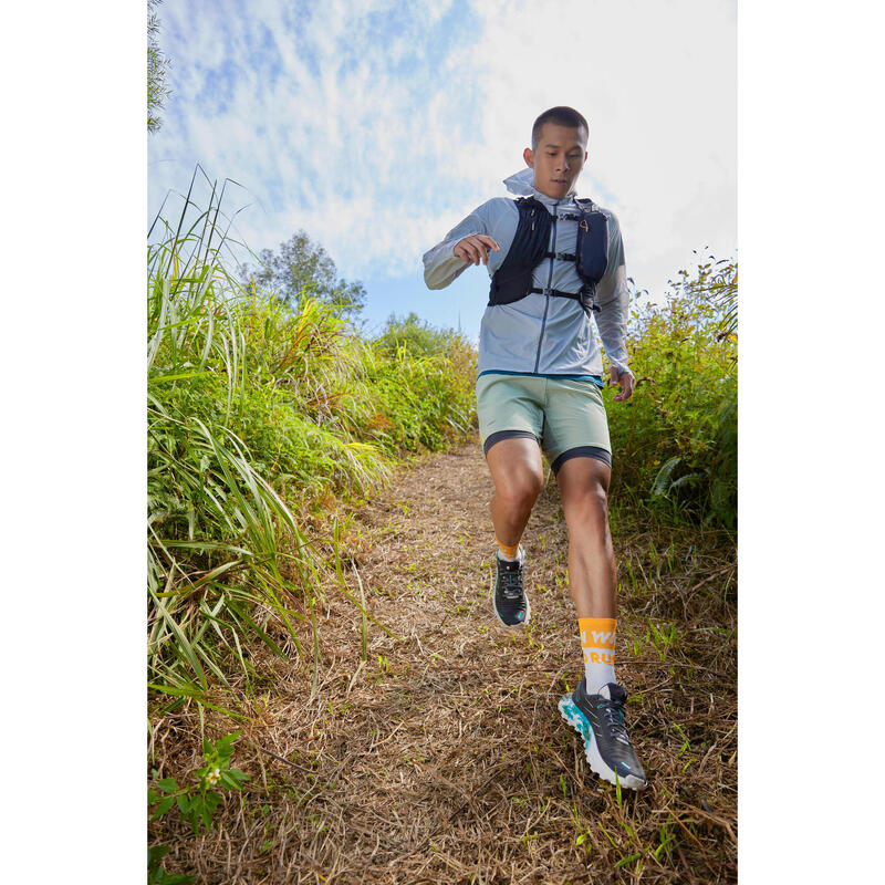 CHAUSSETTES DE RUNNING RUN900 EPAISSES MI-MOLLET RUN WILD BLANC ORANGE