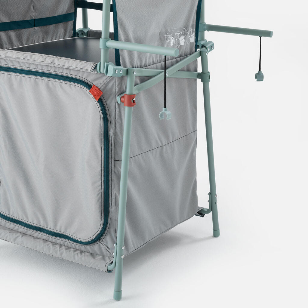 Mueble de almacenamiento plegable y compacto para camping Quechua gris