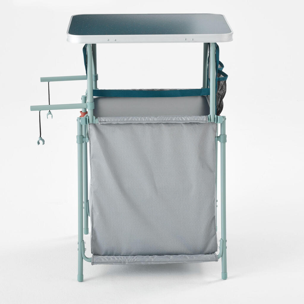 Mueble de almacenamiento plegable y compacto para camping Quechua gris