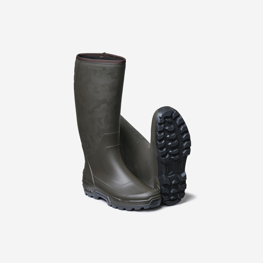 WARM FUR-LINED RAIN WELLIES LAND 500 BROWN