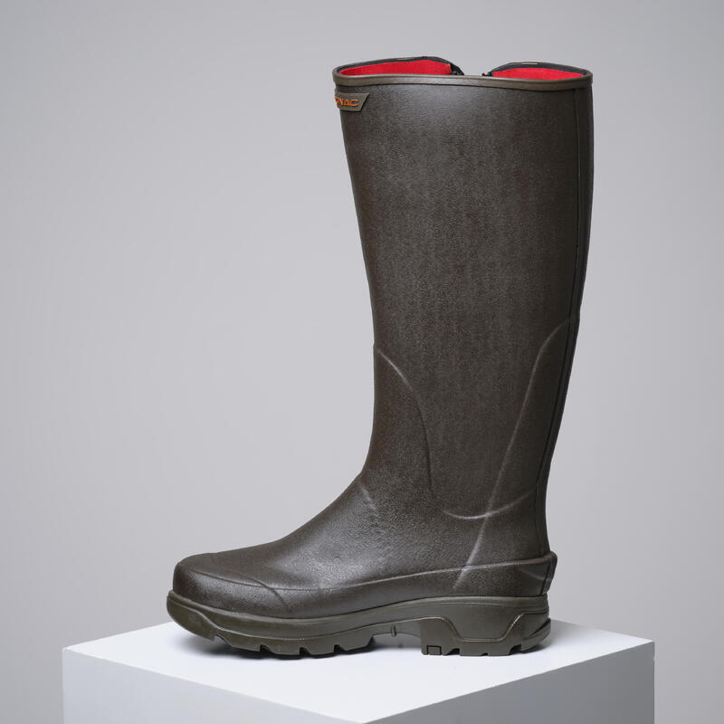 Bottes Chasse Chaudes Caoutchouc Néoprène Avec Zip Homme, 540 Marron