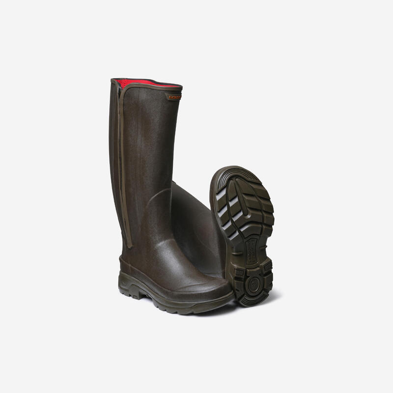 Bottes Chasse Chaudes Caoutchouc Néoprène Avec Zip Homme, 540 Marron