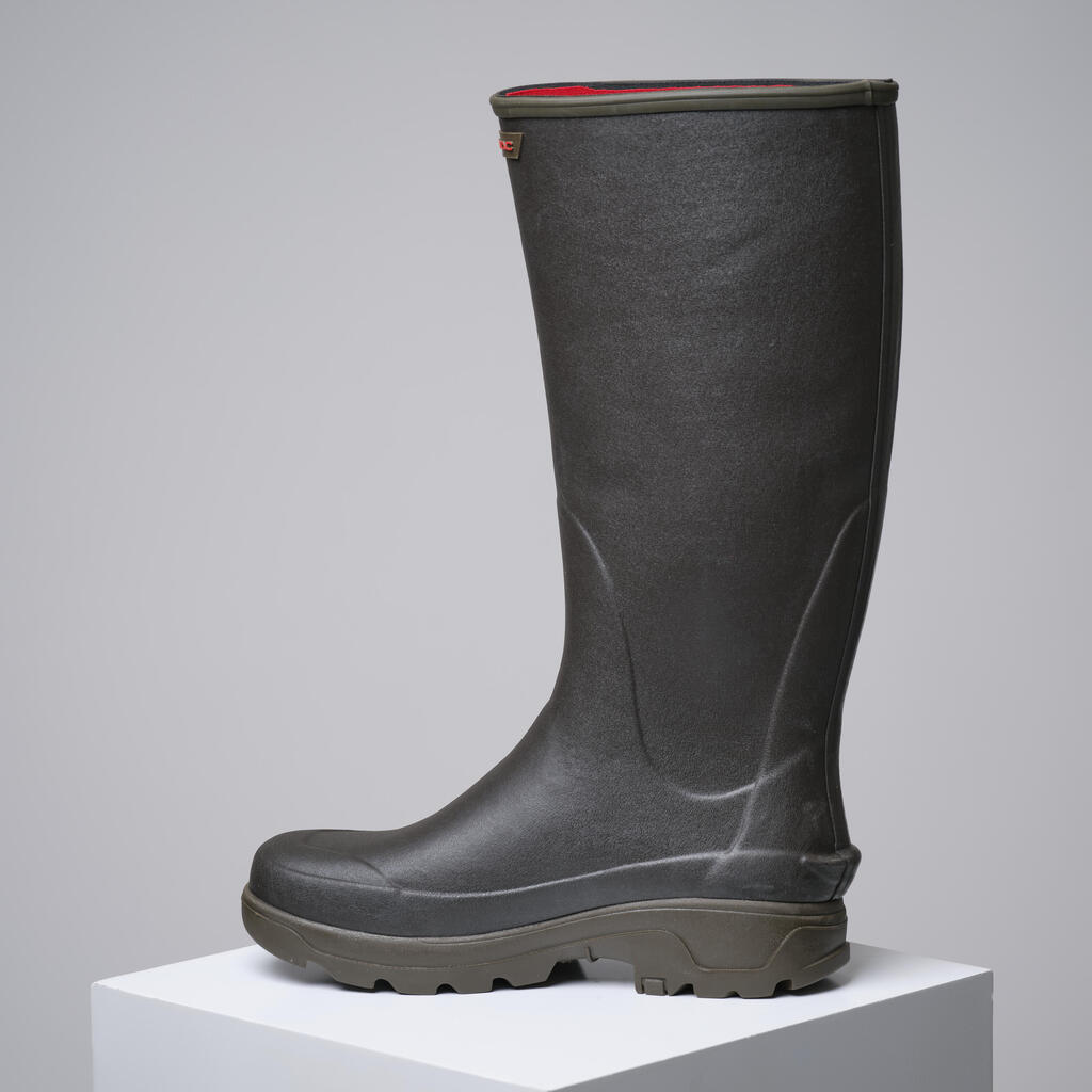 Men's Warm Hunting Boots Neoprene Rubber, 500 Green