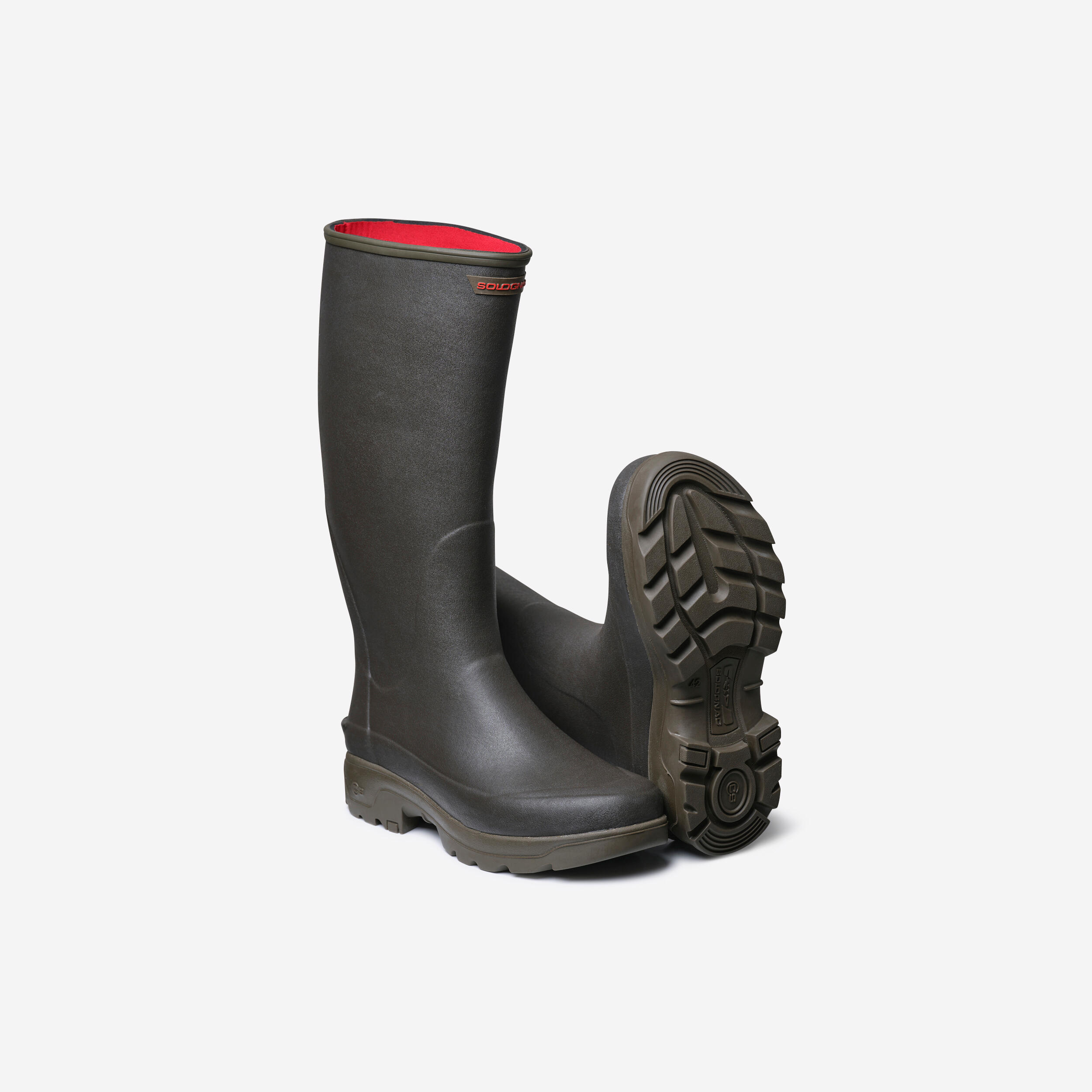 SOLOGNAC Warme regenlaarzen voor heren 500 rubber en neopreen groen