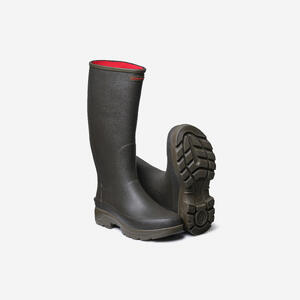 Botas de Agua Katiuskas Caza Solognac 500 Hombre Reforzada Neopreno 4mm Marron