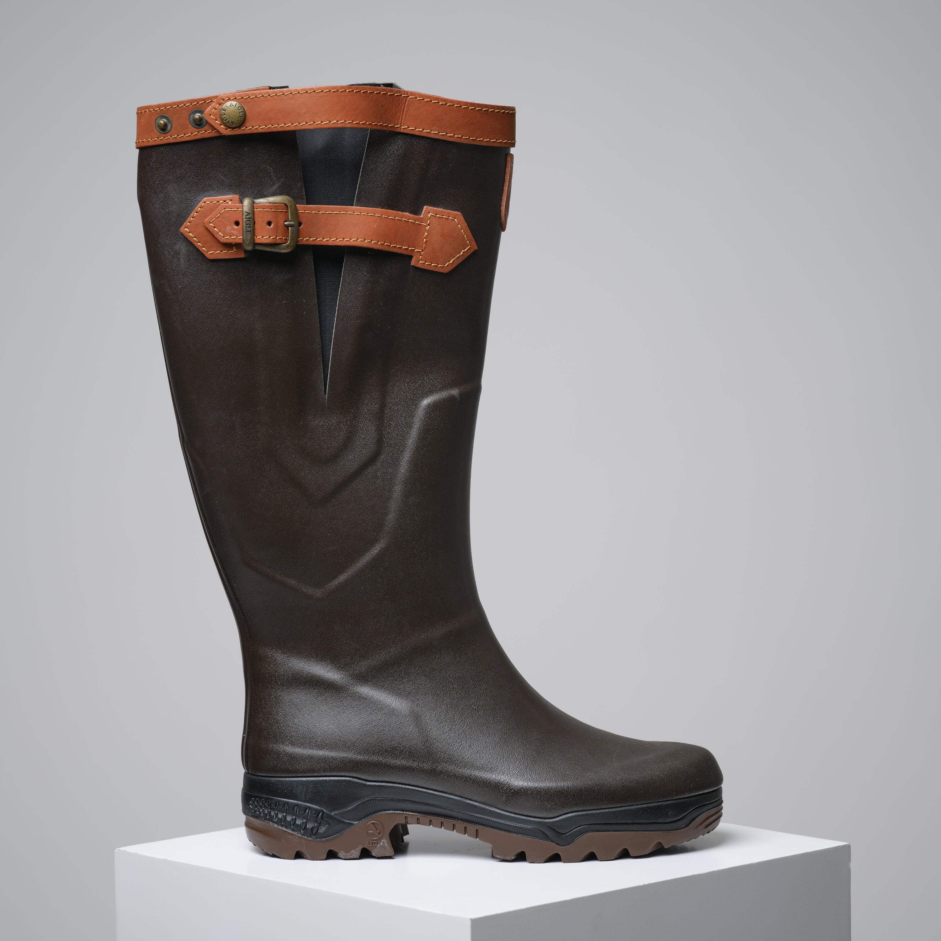 Aigle leather clearance lined wellington boots
