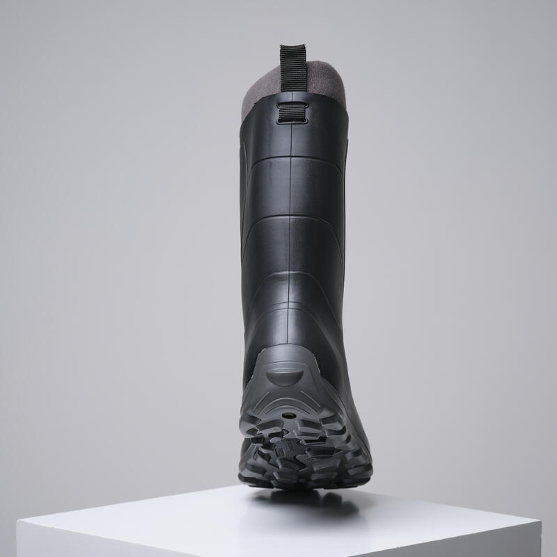 BOTTES DE PLUIE HIVER CHAUDS FOURRÉES LÉGÈRES 100 NOIR - FEMME HOMME