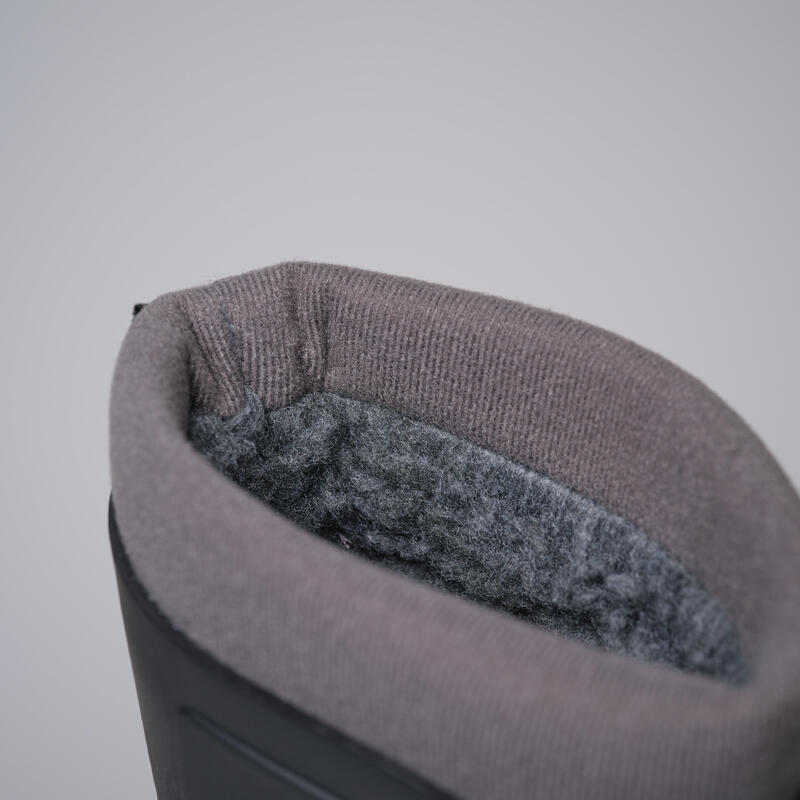 BOTTES DE PLUIE HIVER CHAUDS FOURRÉES LÉGÈRES 100 NOIR - FEMME HOMME