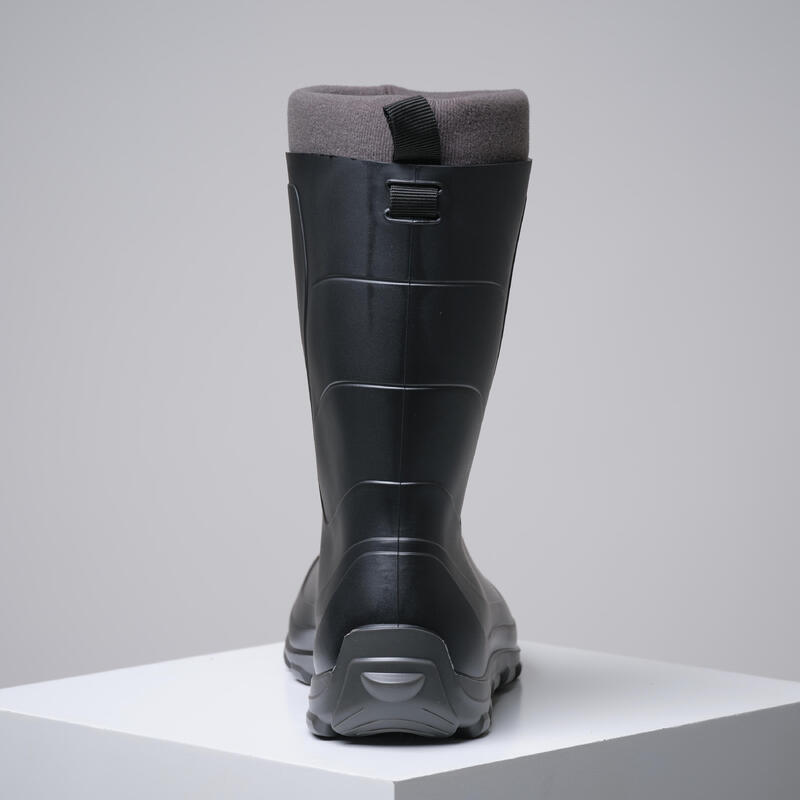 BOTTES DE PLUIE HIVER CHAUDS FOURRÉES LÉGÈRES 100 NOIR - FEMME HOMME