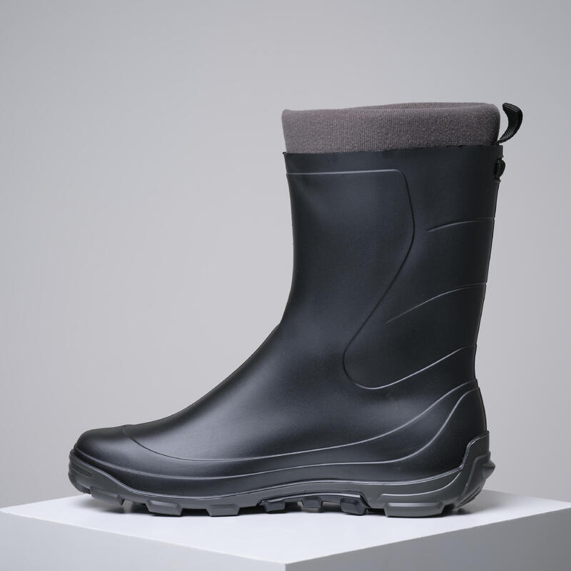 Bottes de pluie fourrées et chaudes homme/femme 100, noir