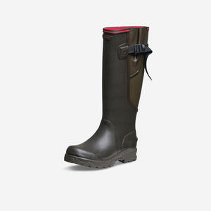 Botas de Agua katiuskas Caza Solognac 520 Mujer Marrón fuelle lateral