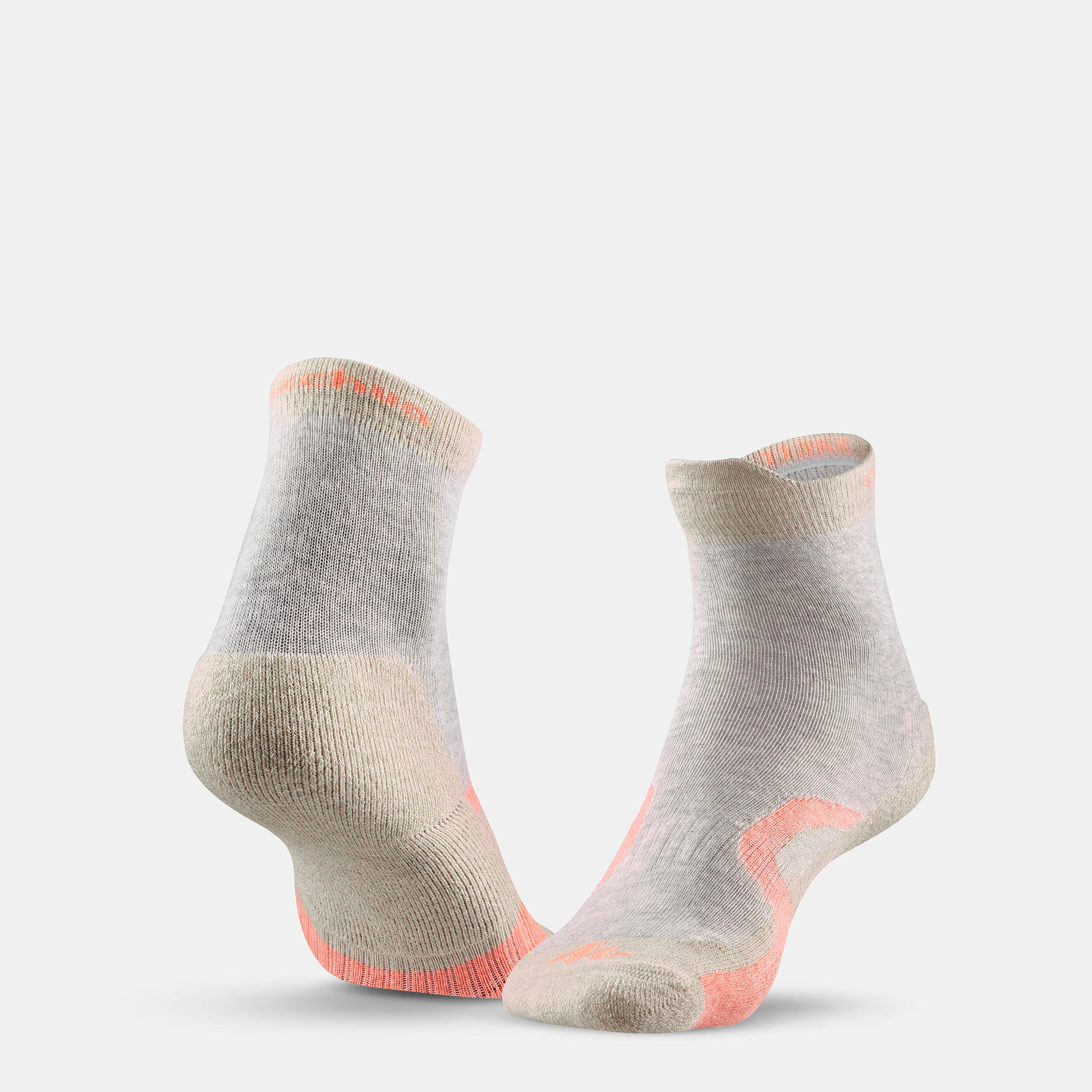 Kids’ Tall Hiking Socks 2 Pairs Crossocks Mint Beige 3/9