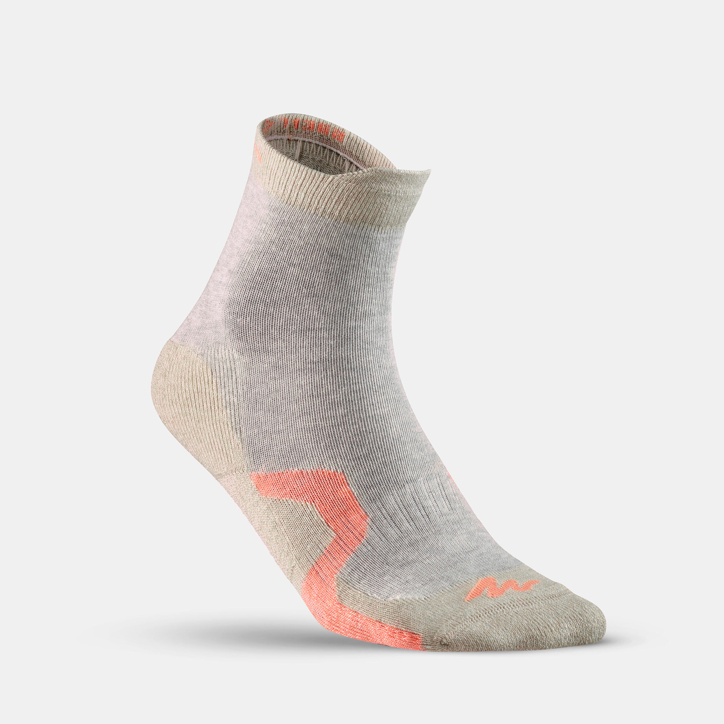 Kids’ Tall Hiking Socks 2 Pairs Crossocks Mint Beige 4/10