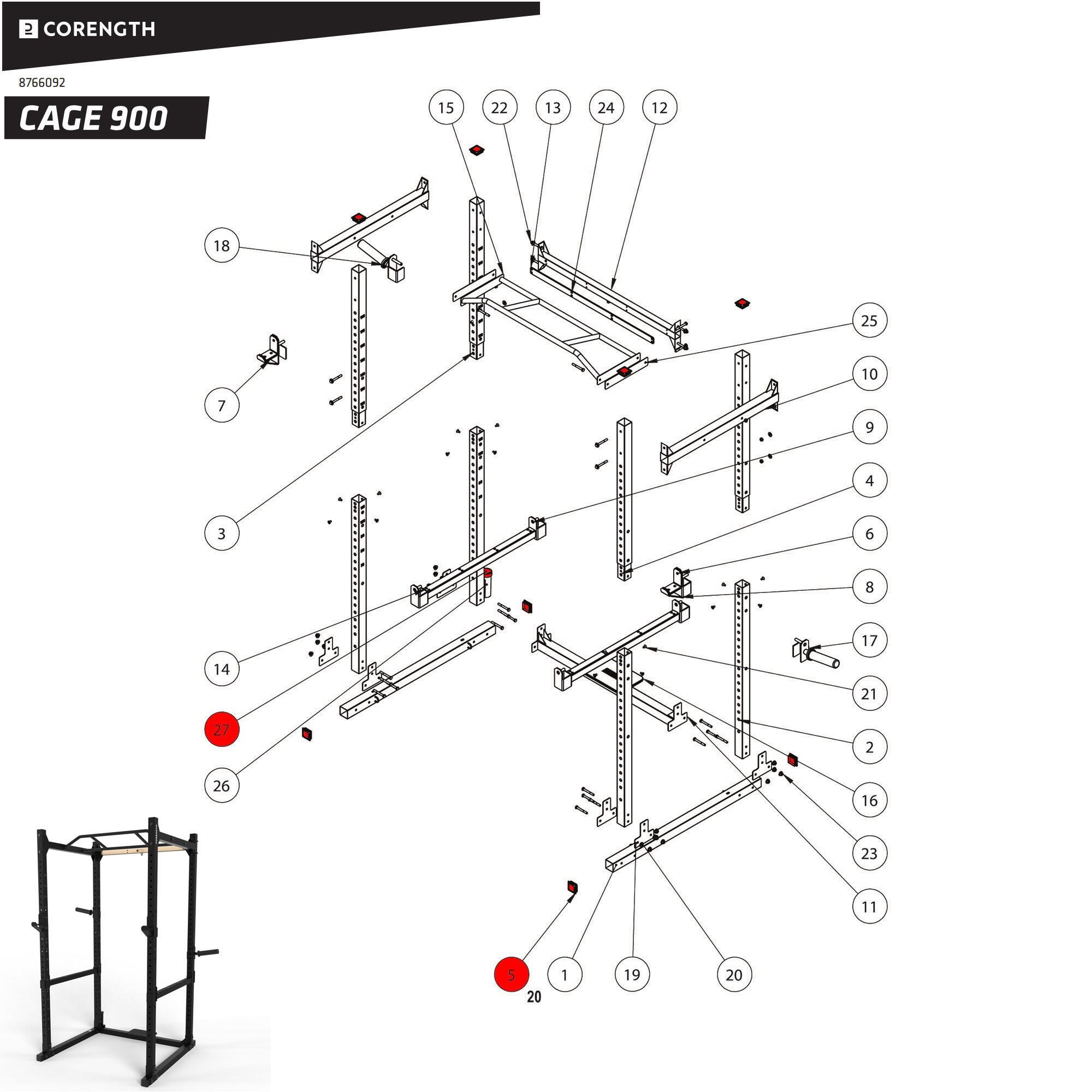 Kunststof afdekkappen power rack 900 2/2