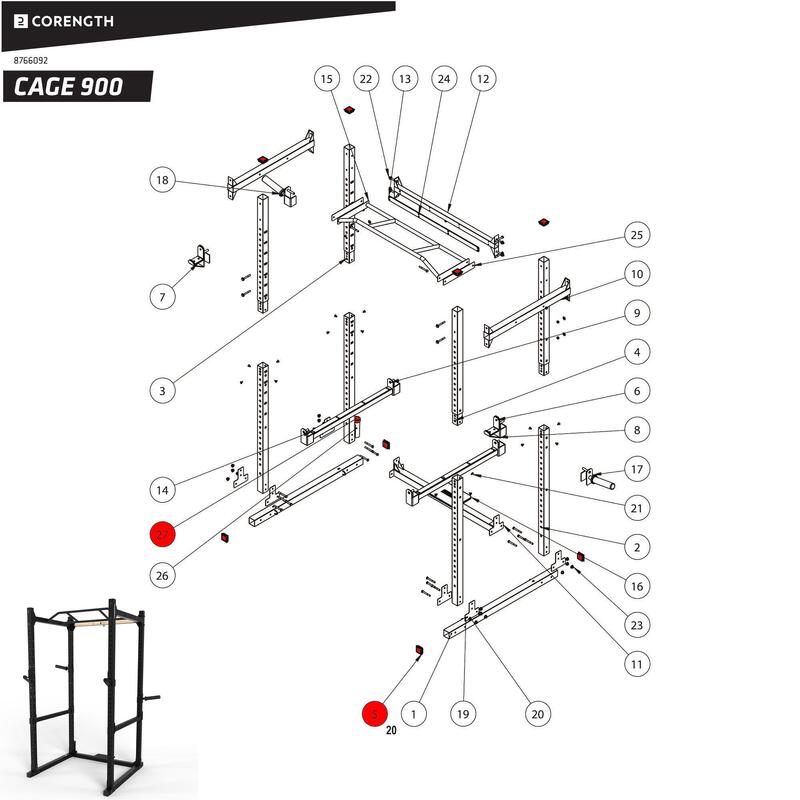 RACK DE MUSCULAÇÃO 900 - TERMINAIS DE PLÁSTICO