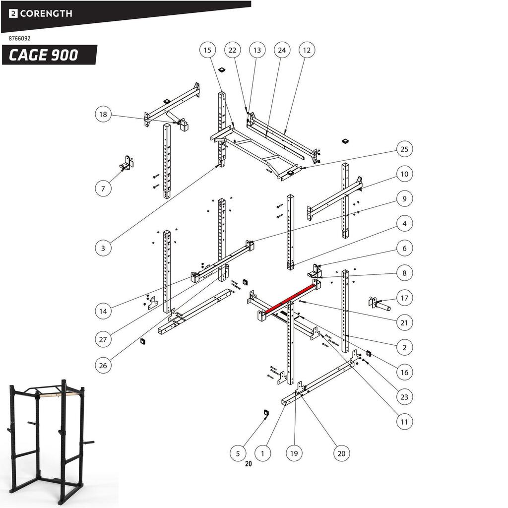 Apsauginio skersinio plokštė, „Cage 900“ atsarginė dalis