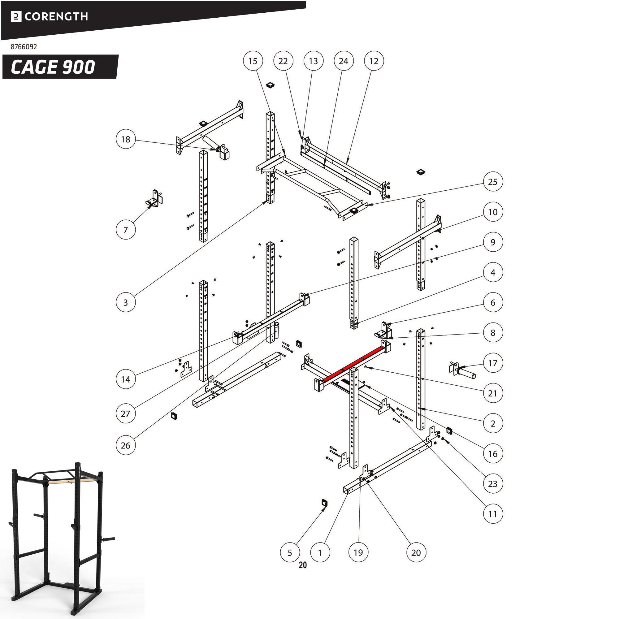 Schutz Sicherheitsstangenablage - Rack 900 5/5