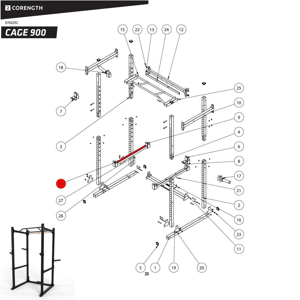 Safety Spotter Bar Cover - Spare Part for Weight Rack 900