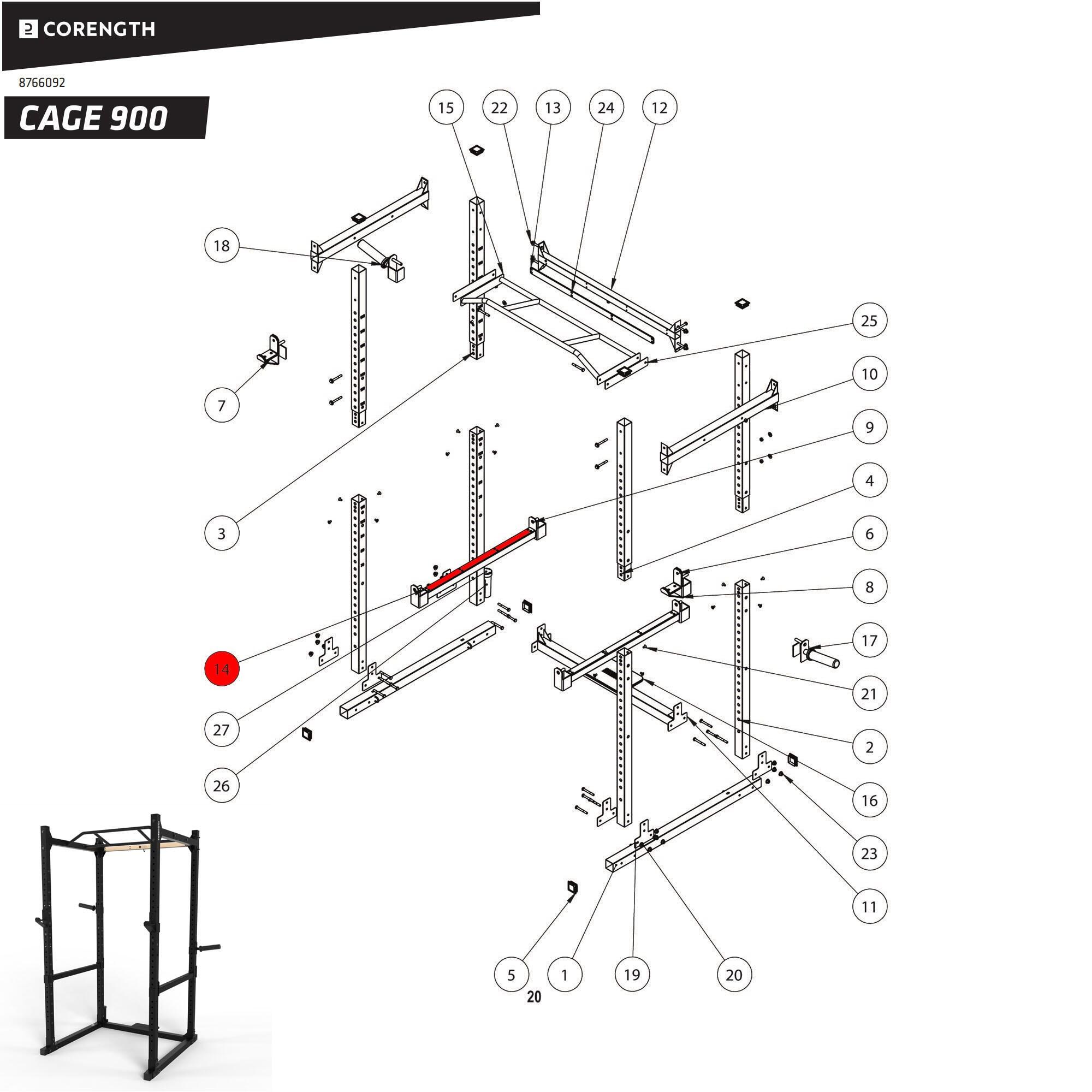 Schutz Sicherheitsstangenablage - Rack 900 4/5