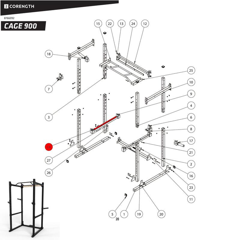 Becherming voor safety bar power rack 900