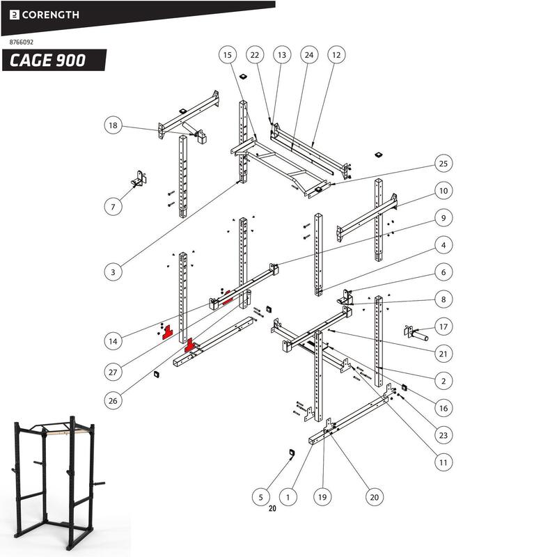 Verbindingsplaten onder power rack 900