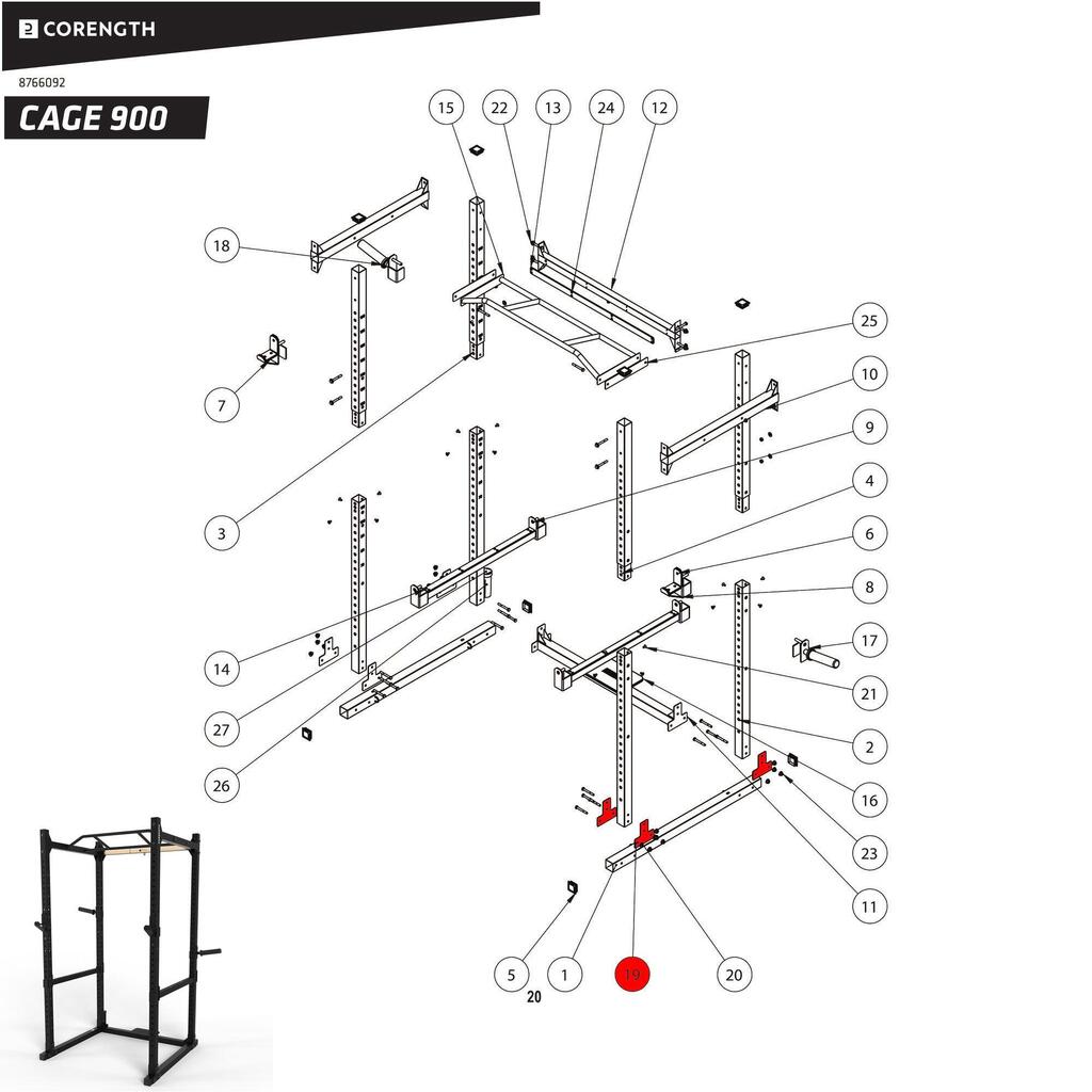 Befestigungsplatten unten Kraftstation Cage 900