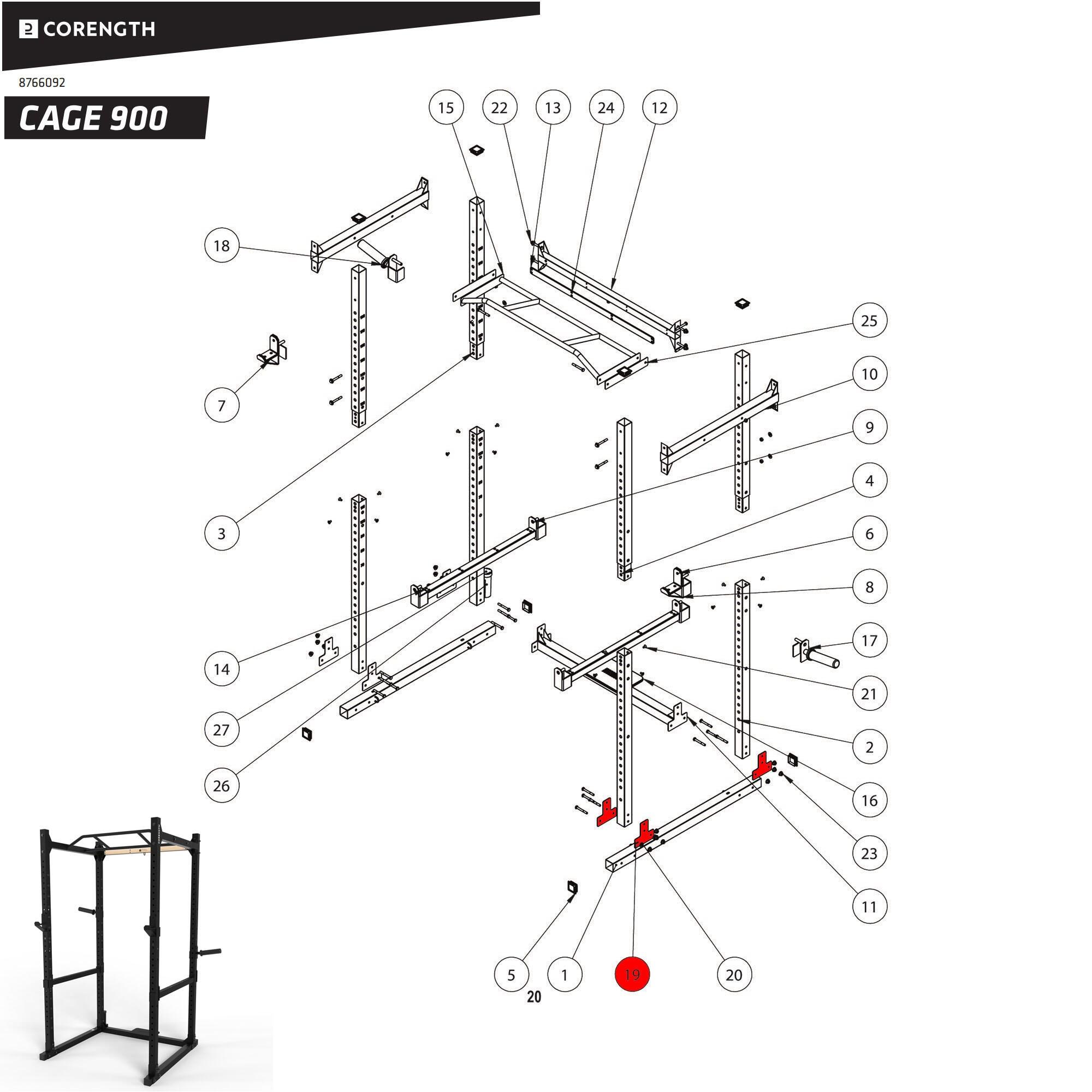 RACK DE MUSCULATION 900 - PLAQUE FIXATION BASSE 3/3