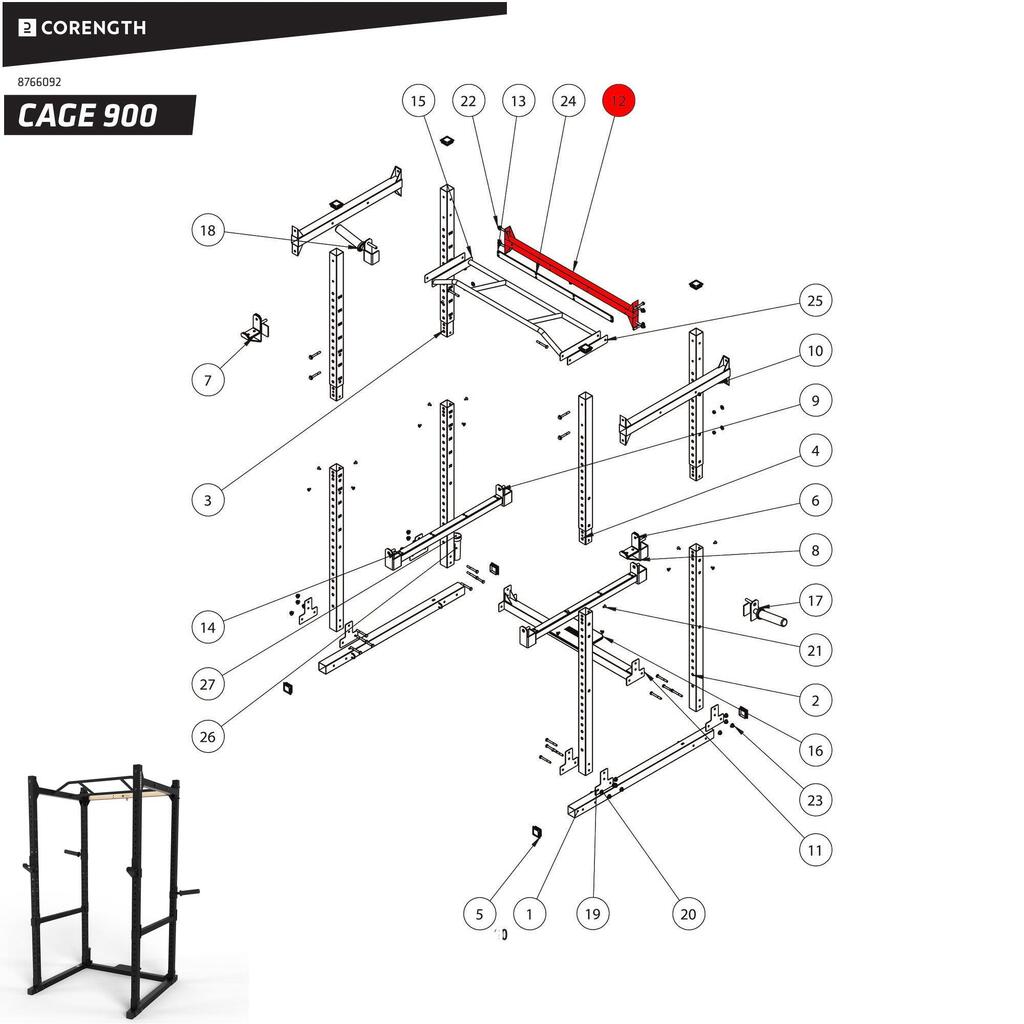 Hintere Querstange Kraftstation - Cage 900