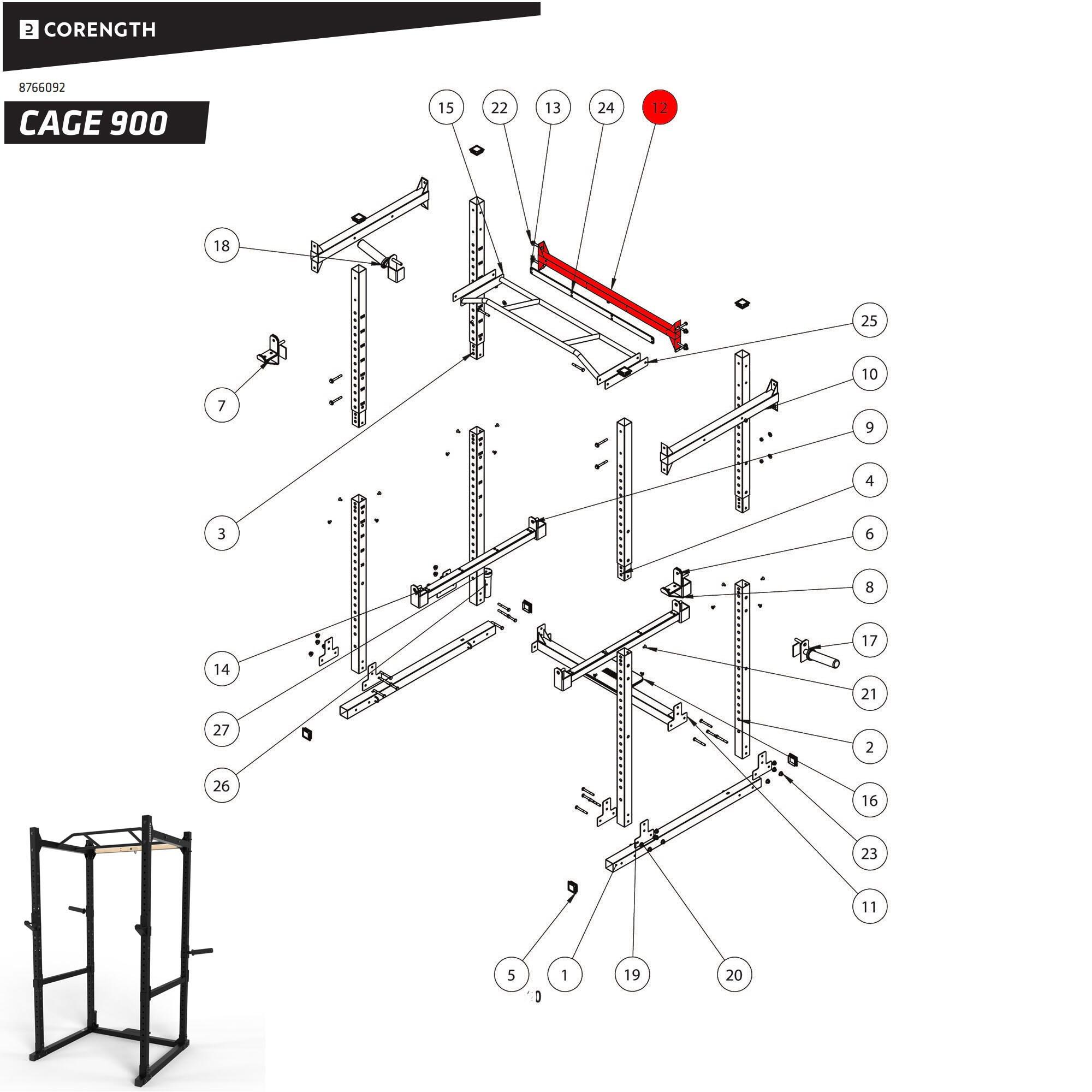 Hintere Querstange Kraftstation - Cage 900 3/3