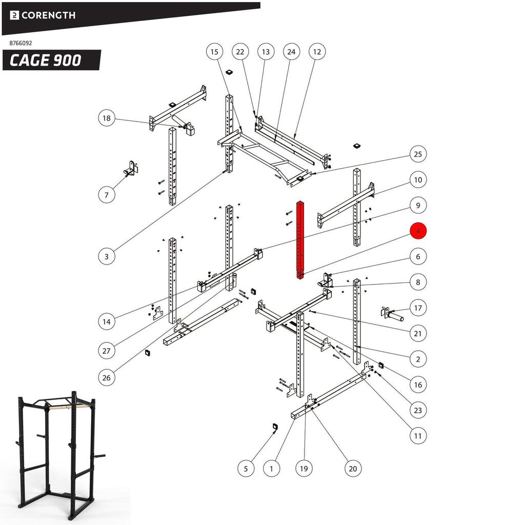 Vorderer Pfosten oben Kraftstation - Cage 900