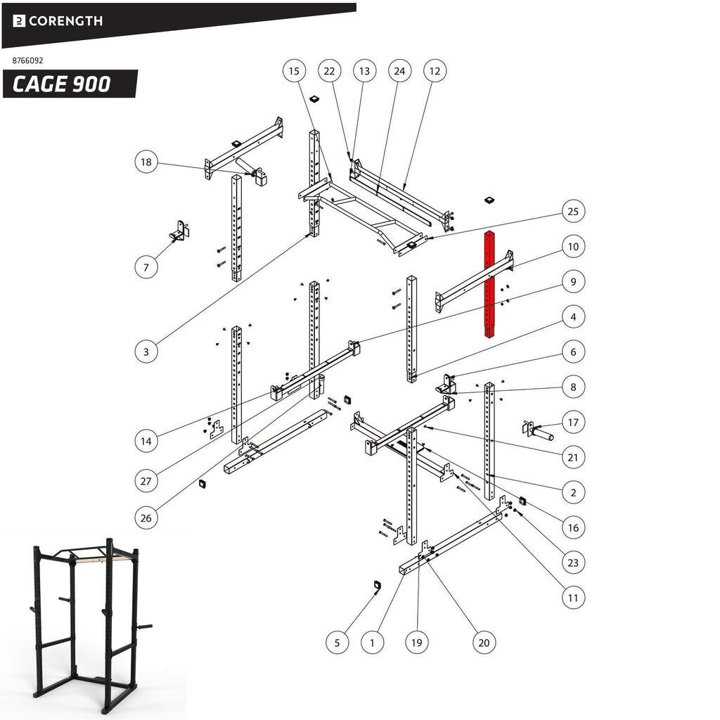 Hinterer Pfosten oben Kraftstation Cage - 900