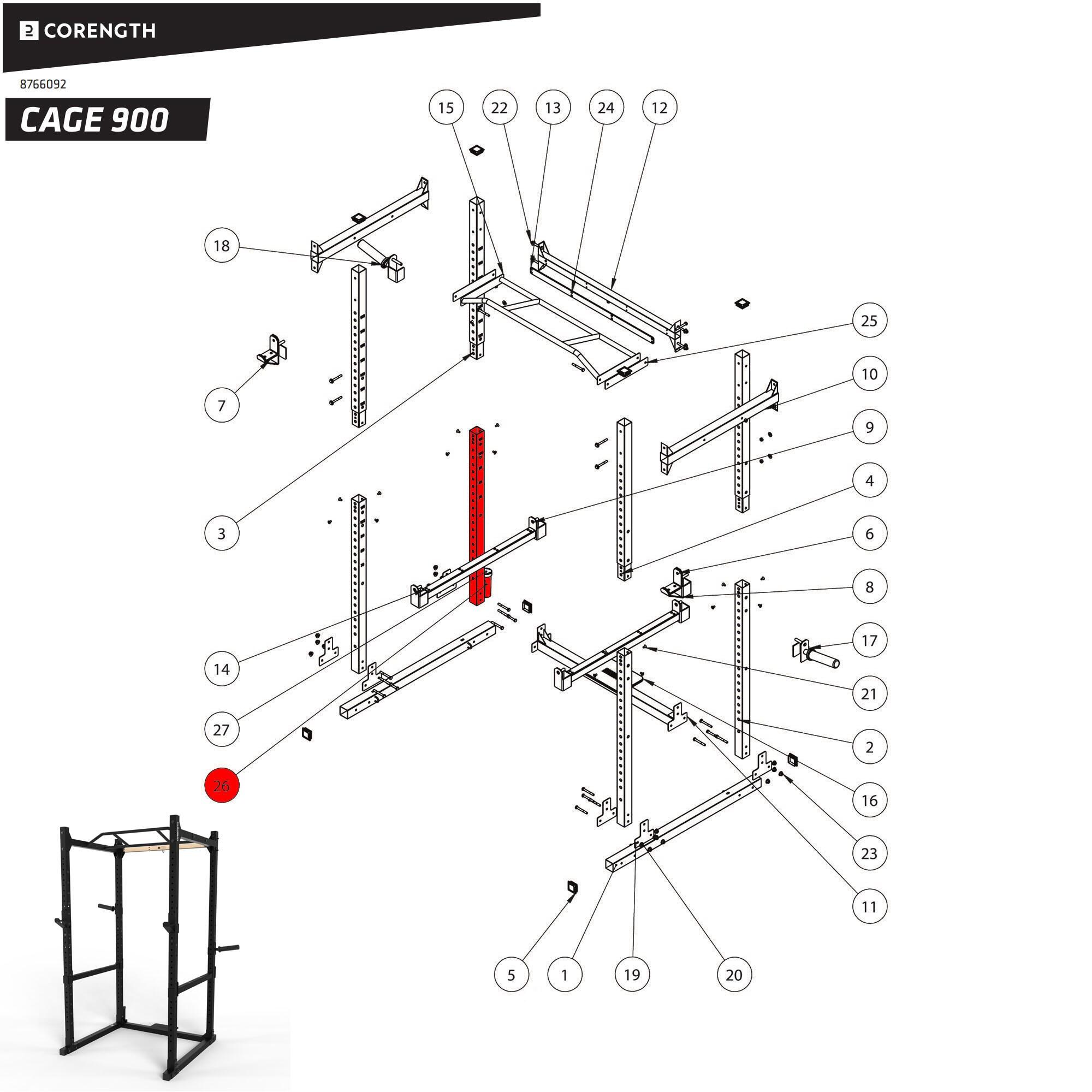 Rack Musculación 900 Montante Inferior + Soporte Barras 3/3