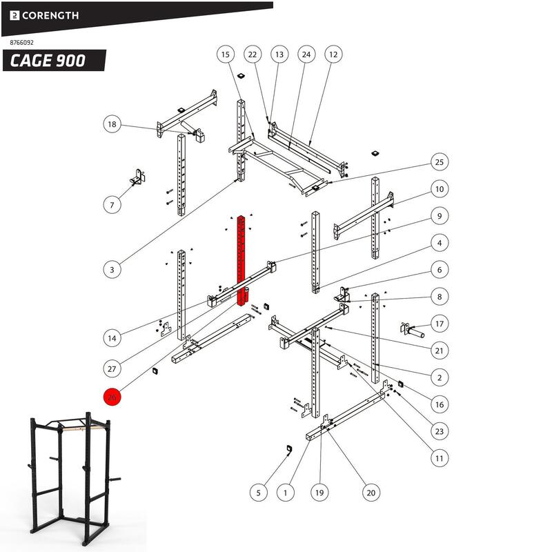 RACK DE MUSCULATION 900 - MONTANT BAS + RANGE BARRE