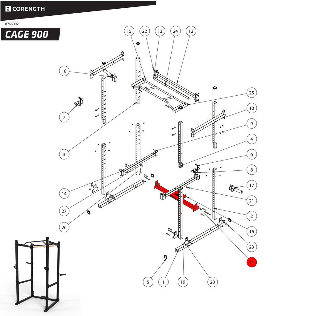 Hintere untere Querstange Kraftstation Cage - 900