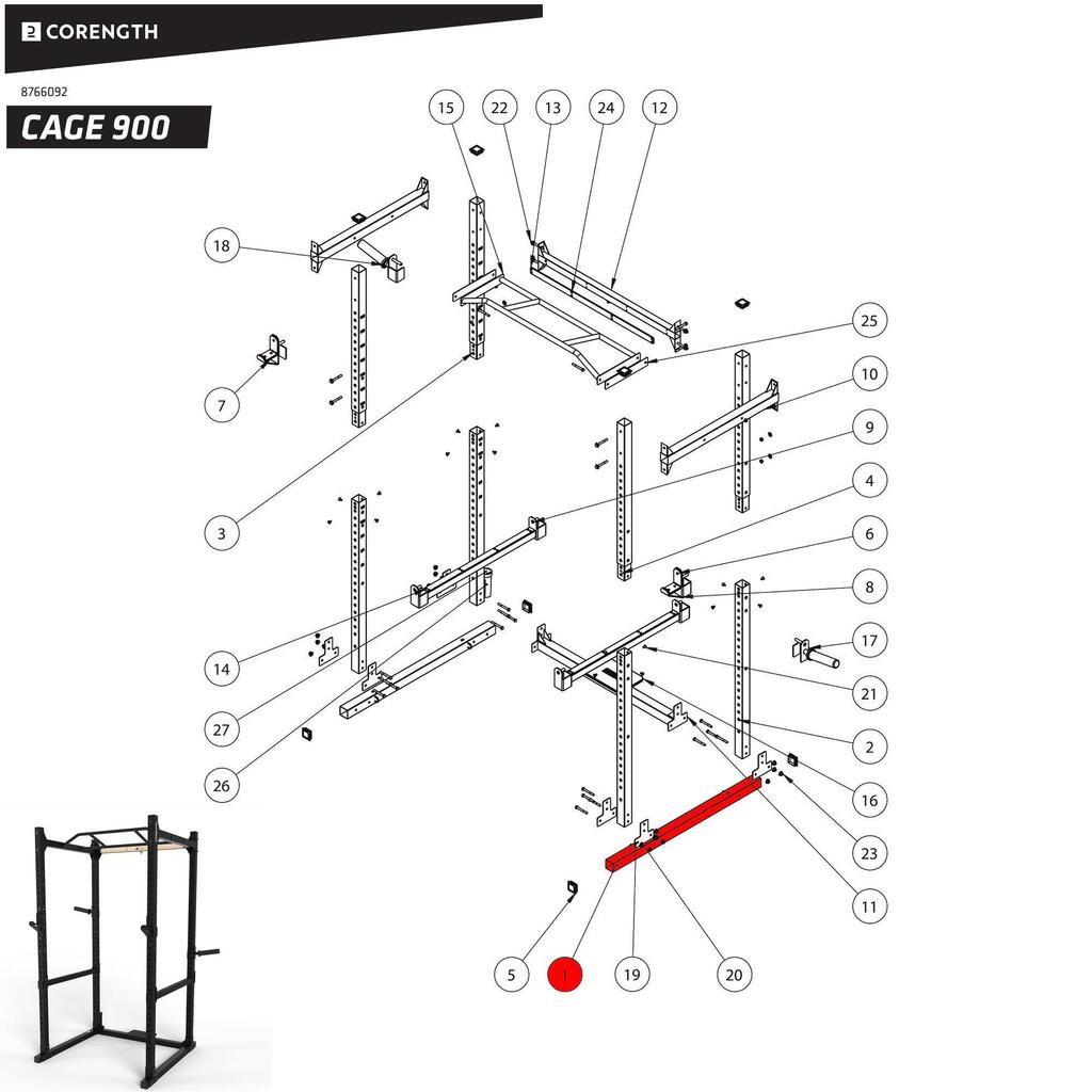 Querrohr unten Kraftstation Cage 900