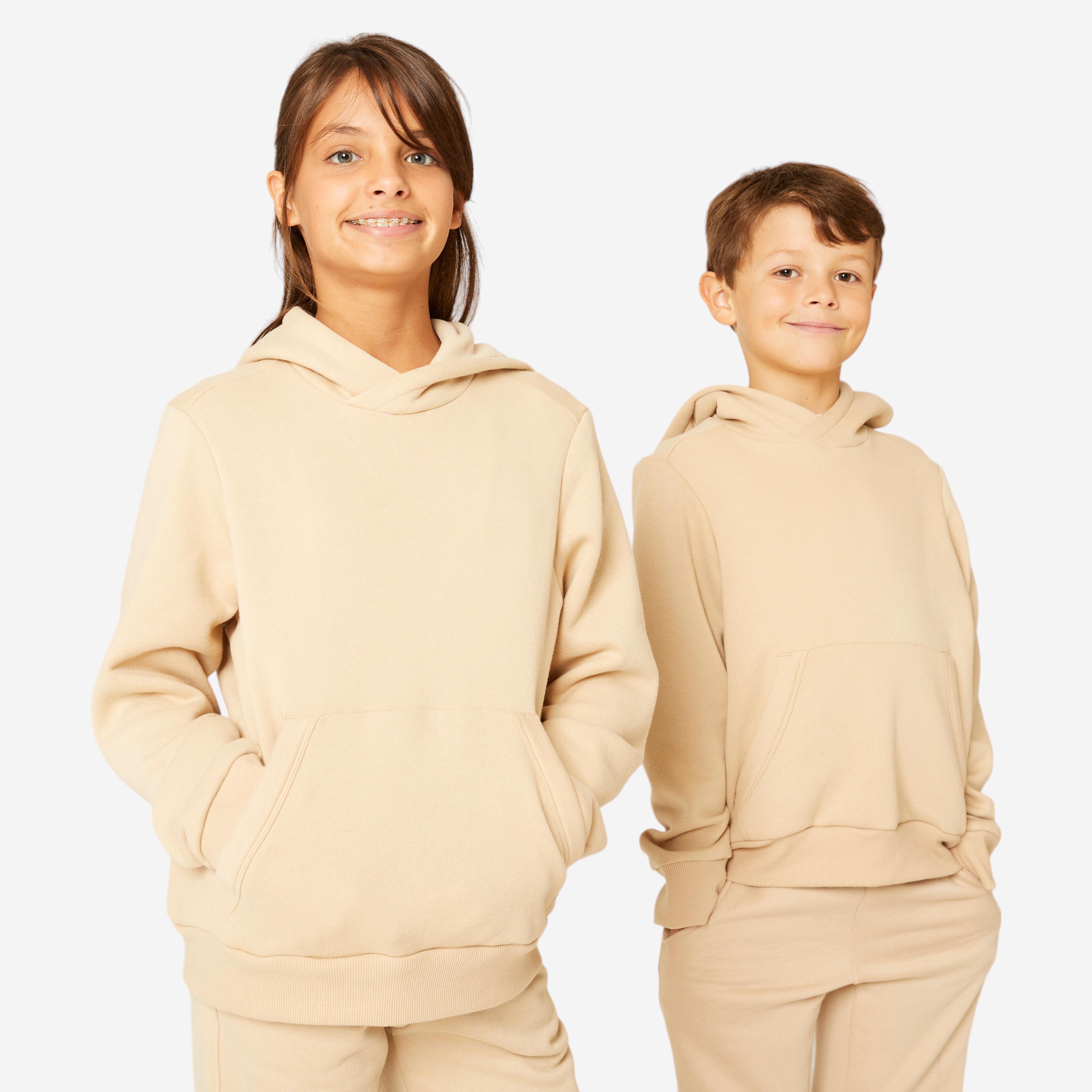 Kids' Cotton Hoodie - Beige-image-9