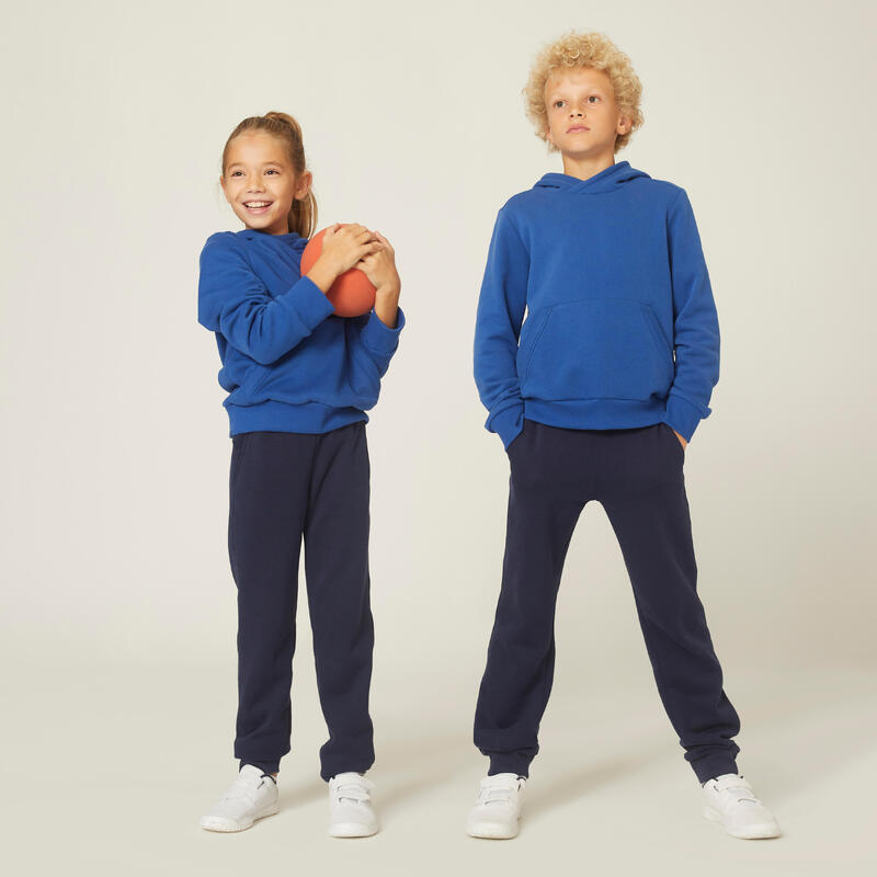 Felpa bambino ginnastica con cappuccio pesante azzurra