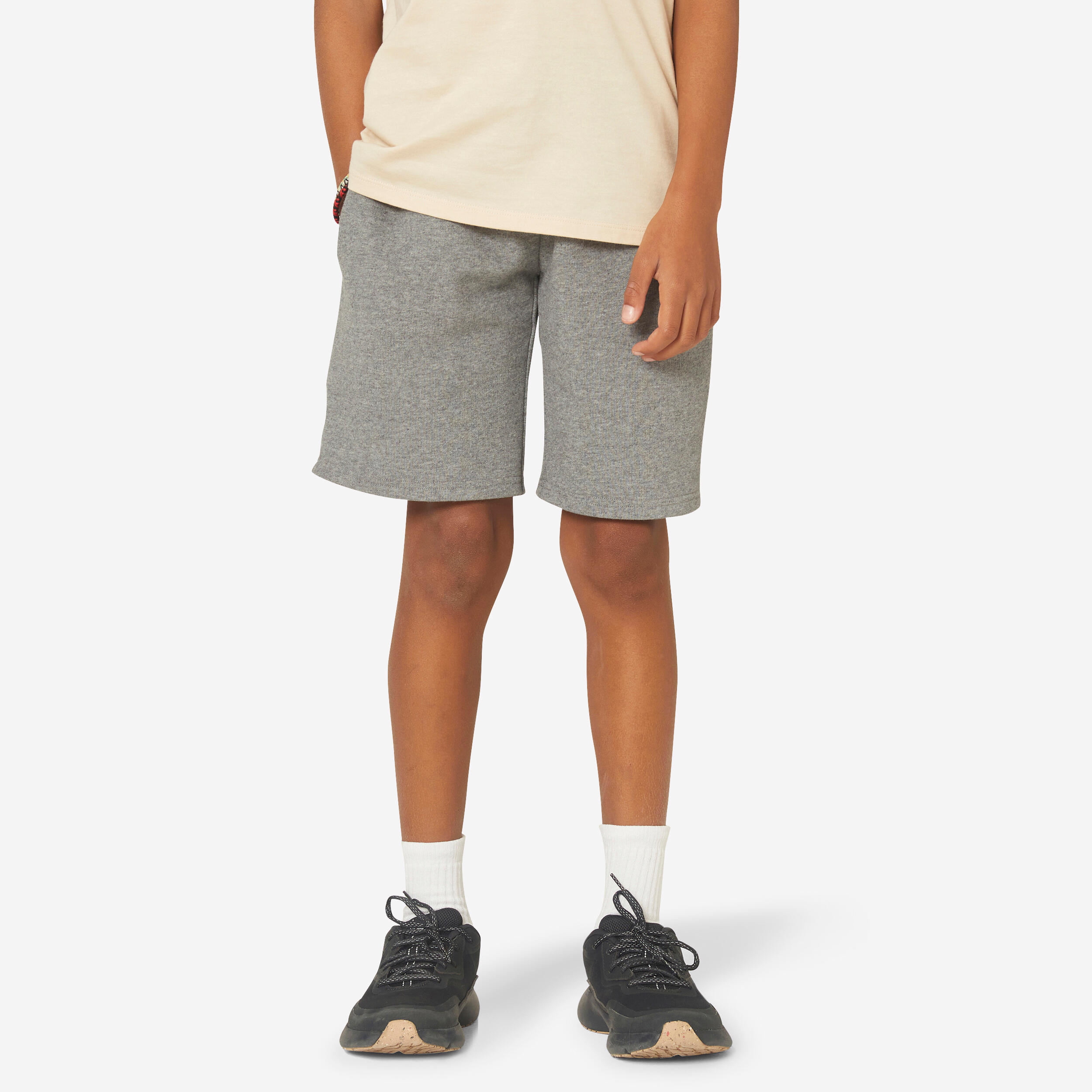 DOMYOS Kids' Unisex Cotton Shorts - Mottled Grey