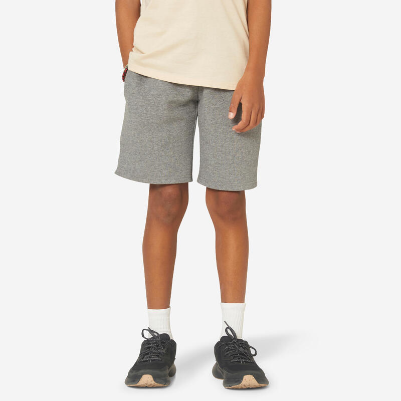 Short coton enfant mixte - gris chiné