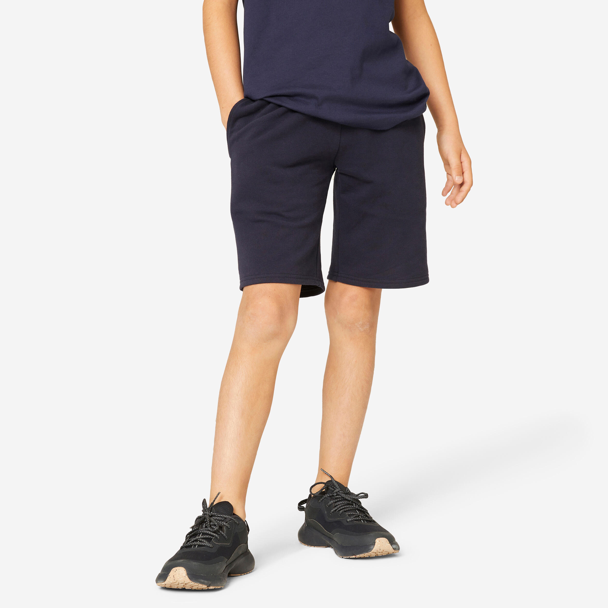 DOMYOS Kids' Unisex Cotton Shorts - Navy Blue