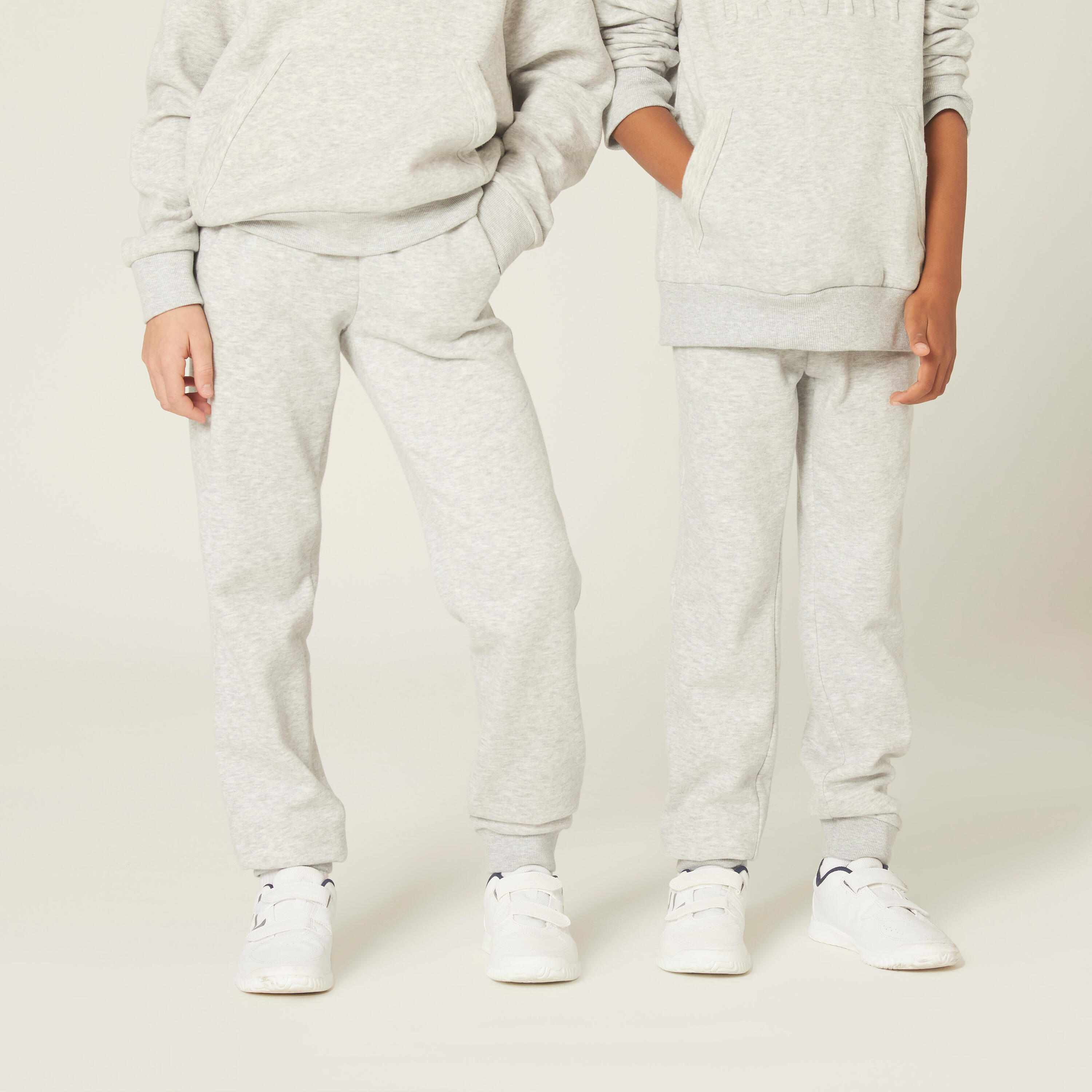 Kids' Cotton Hooded Sweatshirt - Light Grey 3/11